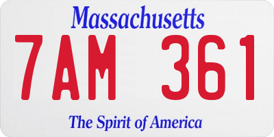MA license plate 7AM361