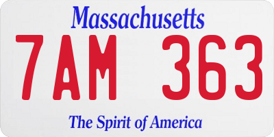 MA license plate 7AM363