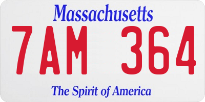 MA license plate 7AM364