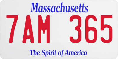 MA license plate 7AM365