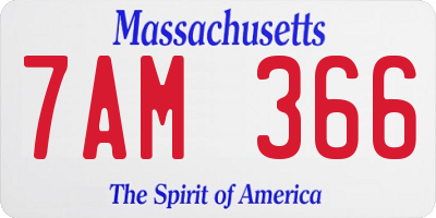 MA license plate 7AM366