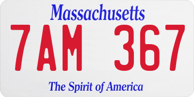 MA license plate 7AM367