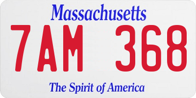 MA license plate 7AM368