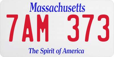 MA license plate 7AM373