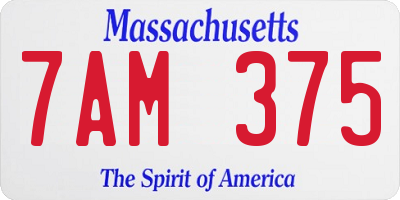 MA license plate 7AM375