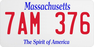 MA license plate 7AM376