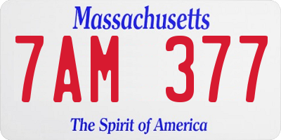 MA license plate 7AM377