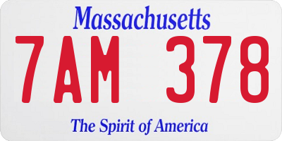 MA license plate 7AM378