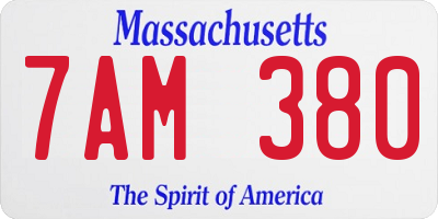 MA license plate 7AM380