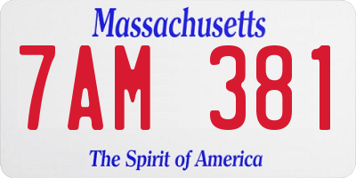 MA license plate 7AM381