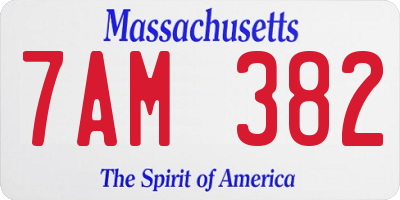 MA license plate 7AM382