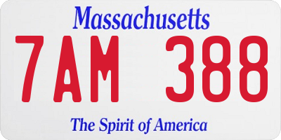 MA license plate 7AM388