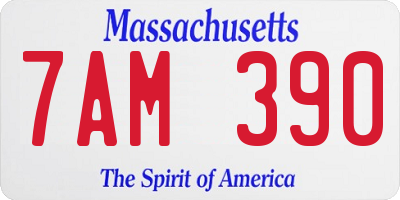 MA license plate 7AM390