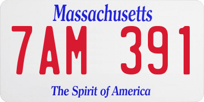 MA license plate 7AM391