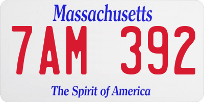 MA license plate 7AM392