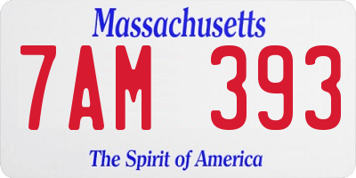 MA license plate 7AM393