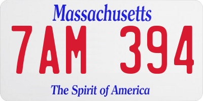 MA license plate 7AM394