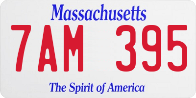 MA license plate 7AM395