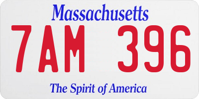 MA license plate 7AM396