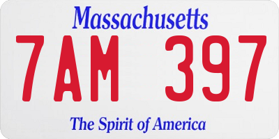 MA license plate 7AM397