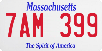 MA license plate 7AM399