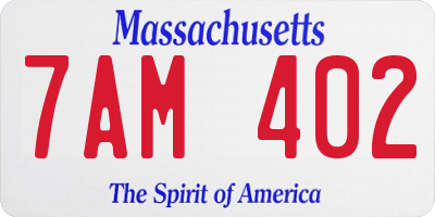 MA license plate 7AM402