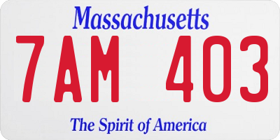 MA license plate 7AM403
