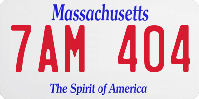 MA license plate 7AM404