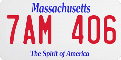 MA license plate 7AM406