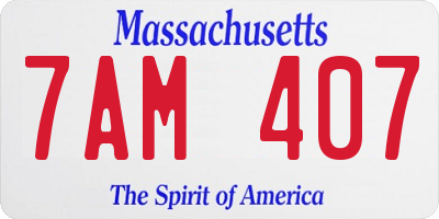 MA license plate 7AM407