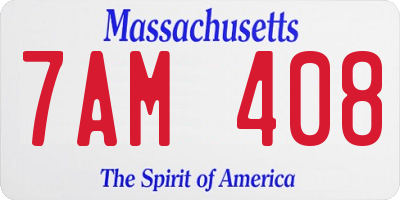 MA license plate 7AM408