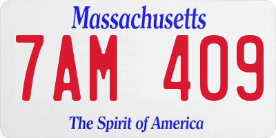 MA license plate 7AM409