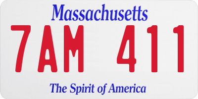 MA license plate 7AM411