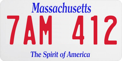 MA license plate 7AM412