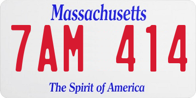 MA license plate 7AM414