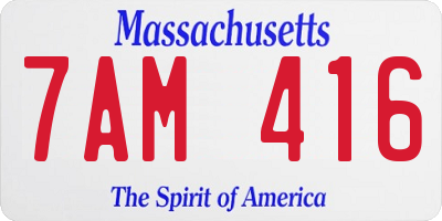 MA license plate 7AM416