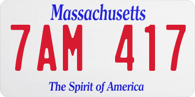 MA license plate 7AM417