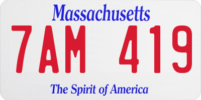 MA license plate 7AM419