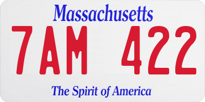 MA license plate 7AM422