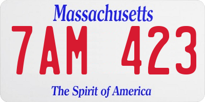 MA license plate 7AM423