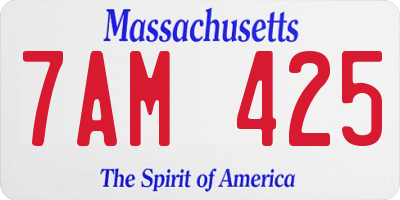 MA license plate 7AM425