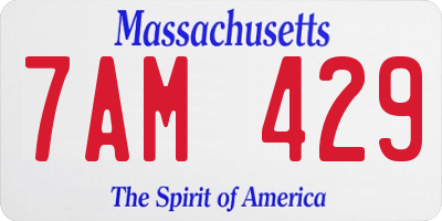 MA license plate 7AM429