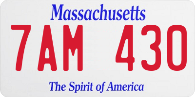 MA license plate 7AM430