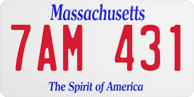 MA license plate 7AM431