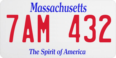 MA license plate 7AM432