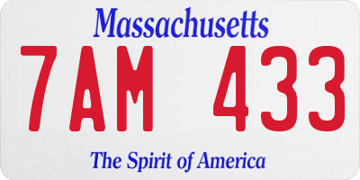 MA license plate 7AM433