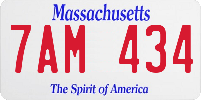 MA license plate 7AM434