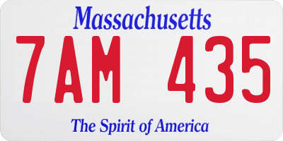 MA license plate 7AM435