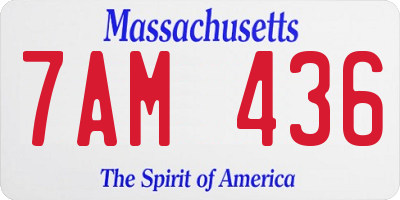 MA license plate 7AM436