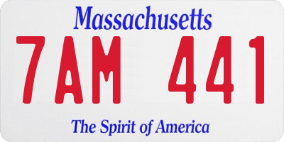 MA license plate 7AM441